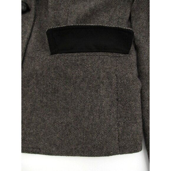 Banana Republic Blazer Jacket Womens Sz 8 Gray Check Wool Lined Two Button Coat - Picture 10 of 16